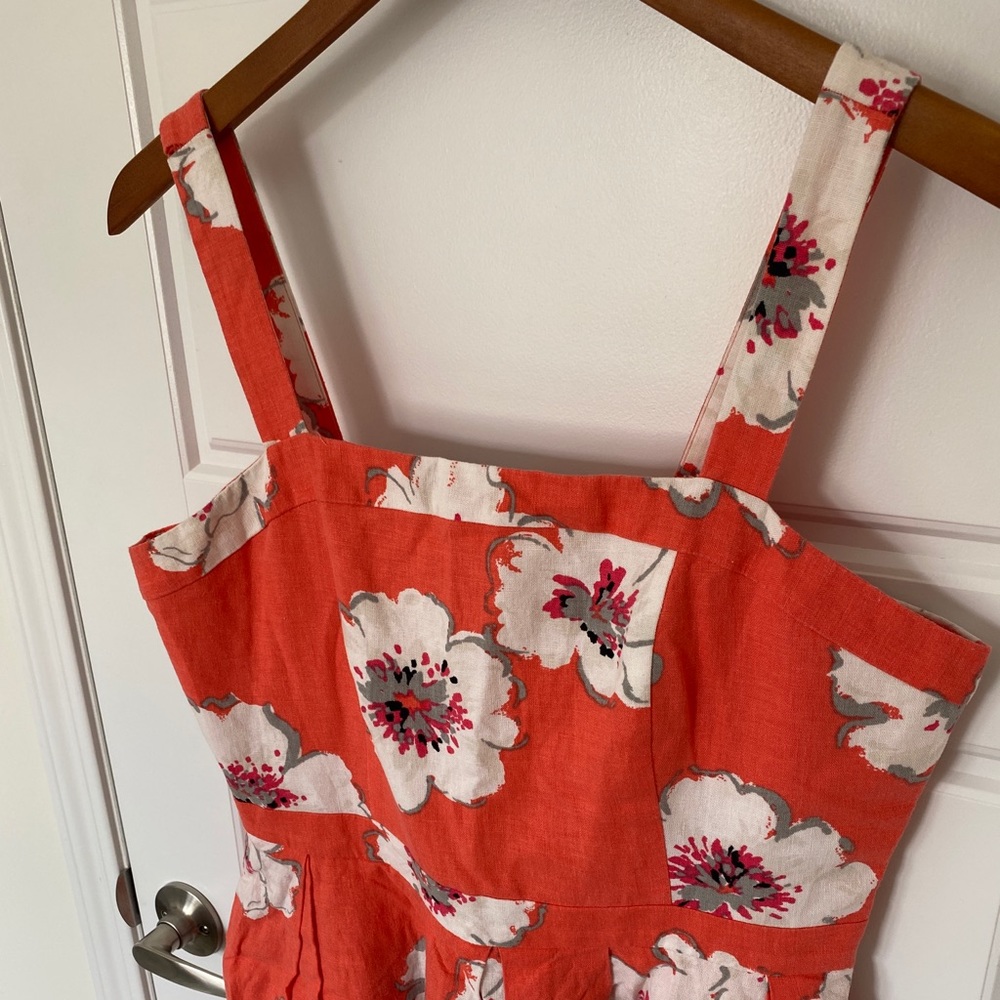 Coral Floral Summer Dress with Pockets